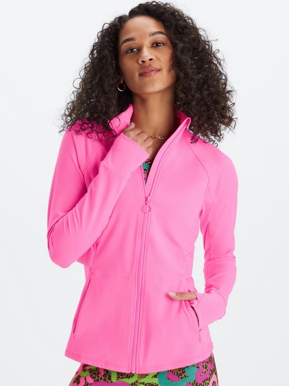 NWT Fabletics Trinity Performance Jacket in Electric Rose Pink Size Medium